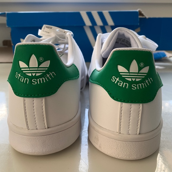 NEW Adidas Originals Stan Smith J Sneakers White Green Primegreen Size 7 - Picture 6 of 9